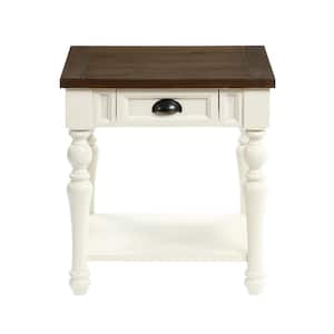 Joanna 22 in. Wide Ivory and Mocha End Table