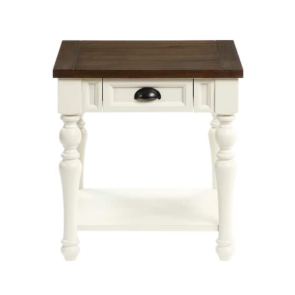 Steve Silver Joanna 22 in. Wide Ivory and Mocha End Table
