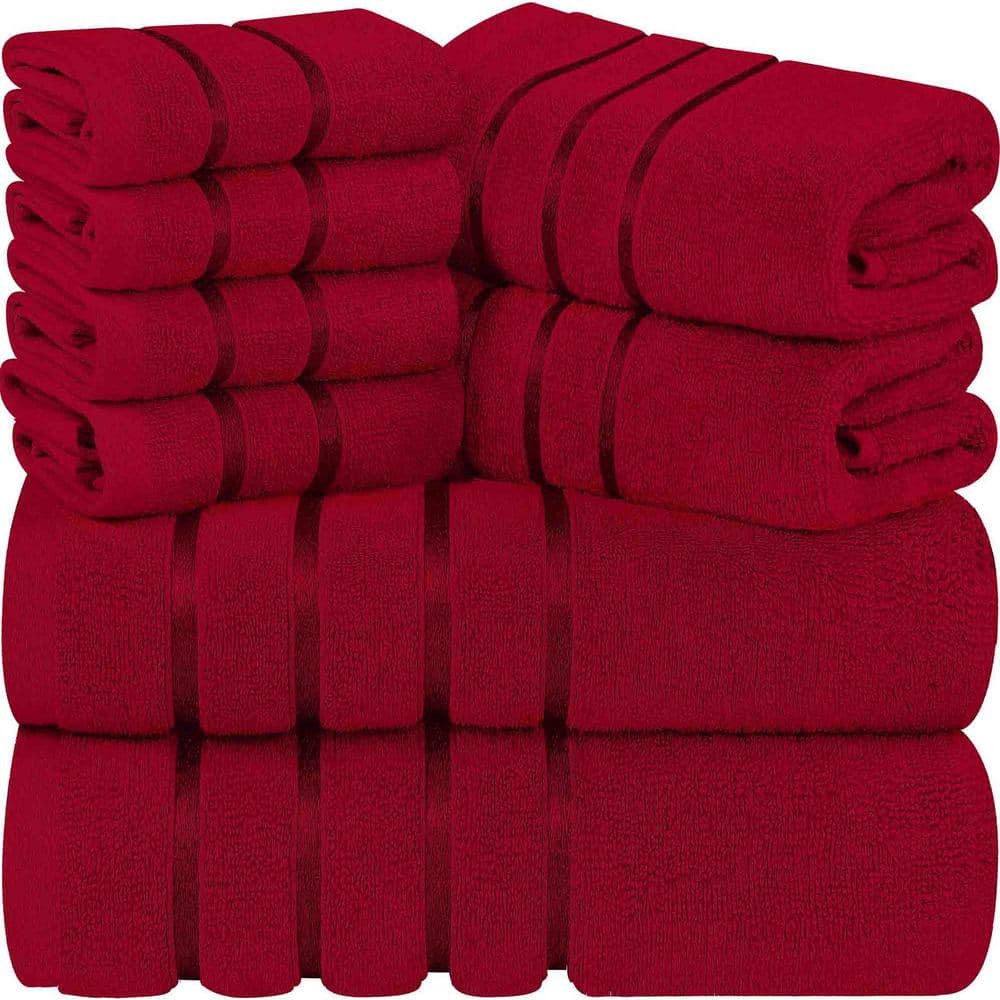 8-Piece Red Luxury Cotton Towel Set
