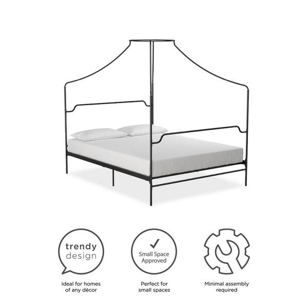 Novogratz Camilla Metal Canopy Bed Queen Size Frame Black Hanaposy