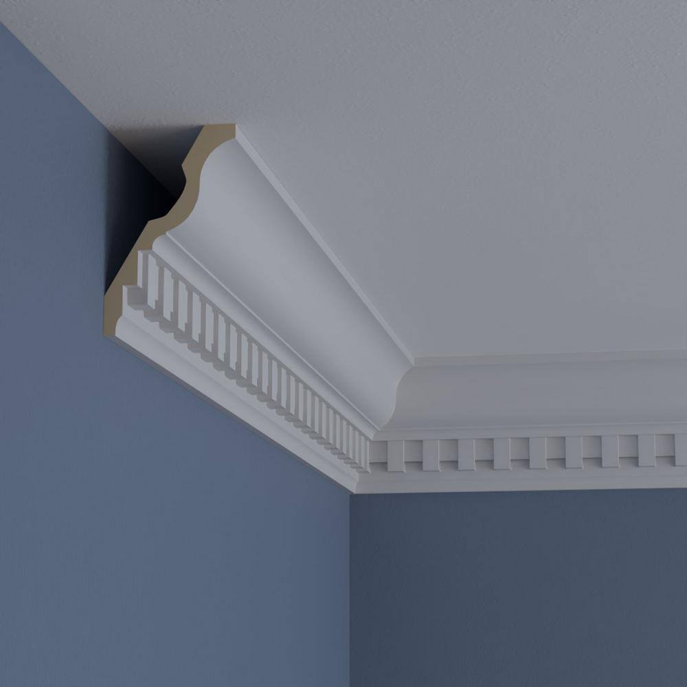 94.5" White Polyurethane Dentil Crown Moulding