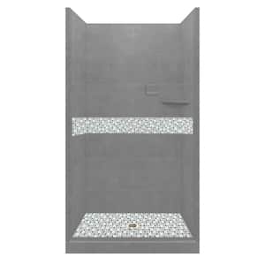 Del Mar 48 in. L x 36 in. W x 80 in. H Center Drain Alcove Shower Kit with Shower Wall and Shower Pan in Wet Cement