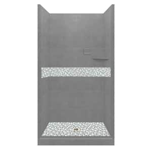 Del Mar 42 in. L x 36 in. W x 80 in. H Center Drain Alcove Shower Kit with Shower Wall and Shower Pan in Wet Cement