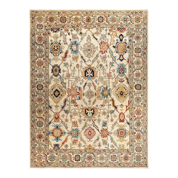 Solo Rugs Serapi Ivory 9 ft. x 12 ft. Tribal Wool Indoor Area Rug M1992 ...