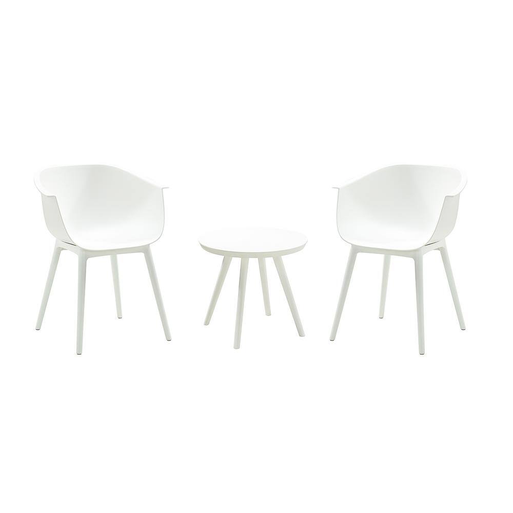3-Piece Plastic Patio Conversation Set Patio Seating Group in White
