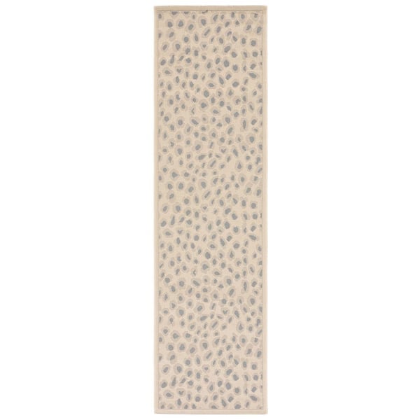 Courtyard Beige/Gold 2 ft. x 8 ft. Cheetah Indoor/Outdoor Runner Rug