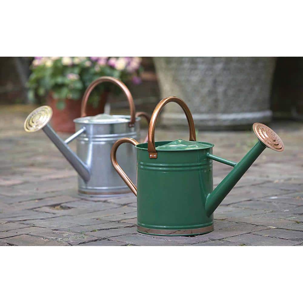 Gardman 8327 Hunter Green Galvanized Steel Watering Can with Copper Accents 1-Gallon 