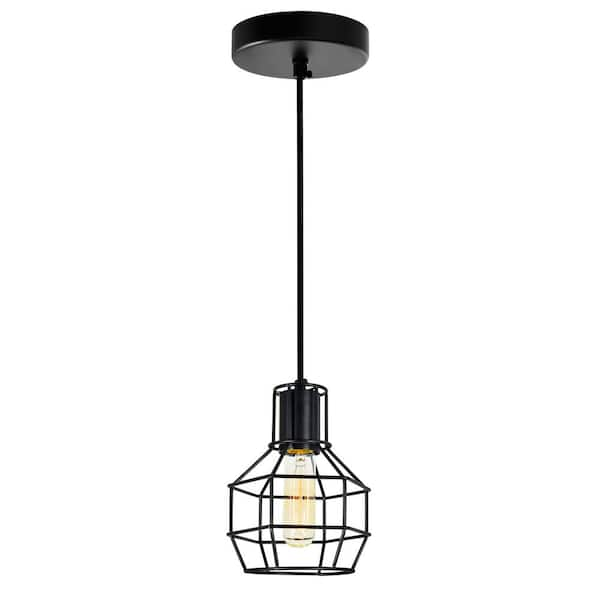 CWI Lighting Secure 1 Light Down Mini Pendant With Black Finish 9608P6 ...