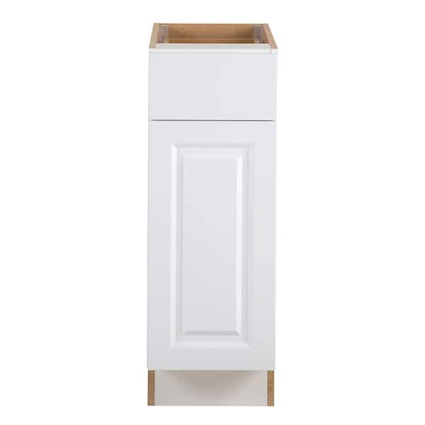 Hampton Bay Benton Assembled 12x34.5x24.5 in. Base Cabinet with Soft Close Full Extension Drawer in White