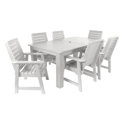 Weatherly White 7-Piece Recycled Plastic Rectangular Outdoor Dining Set