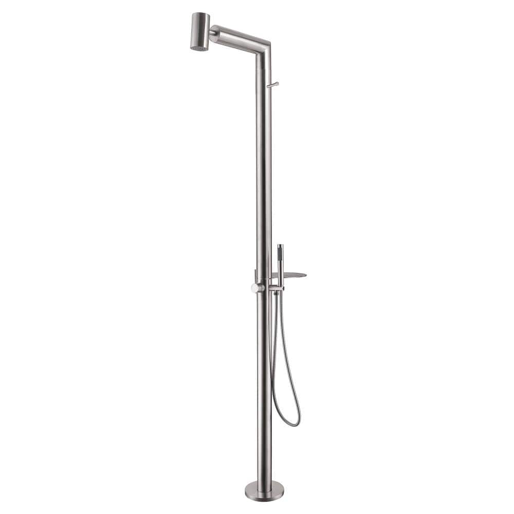 Outdoor Exposed 1-Handle 2-Spray Freestanding Shower Faucet 2 GPM Floor Mount Shower Kit with Hand Shower in Brushed Gol price history on PriceWatchPro