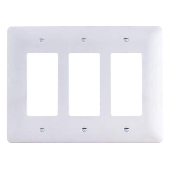 Titan3 3-Gang Decorator/Rocker Wall Plate, White
