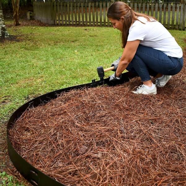 LAVEVE Galvanized Steel Garden Edging - 10-Pack Black Metal Border With Clips