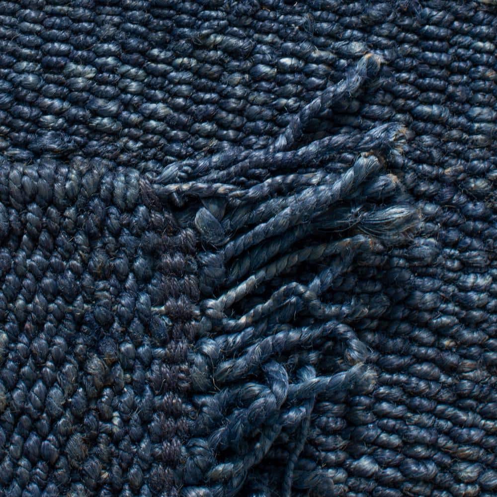 Navy Hand-Knotted Jute Area Rug, 4' x 6'