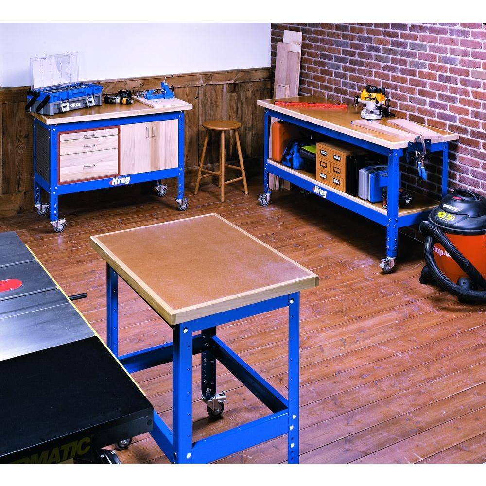 Adjustable Blue Heavy-Duty Steel Workbench Legs Set