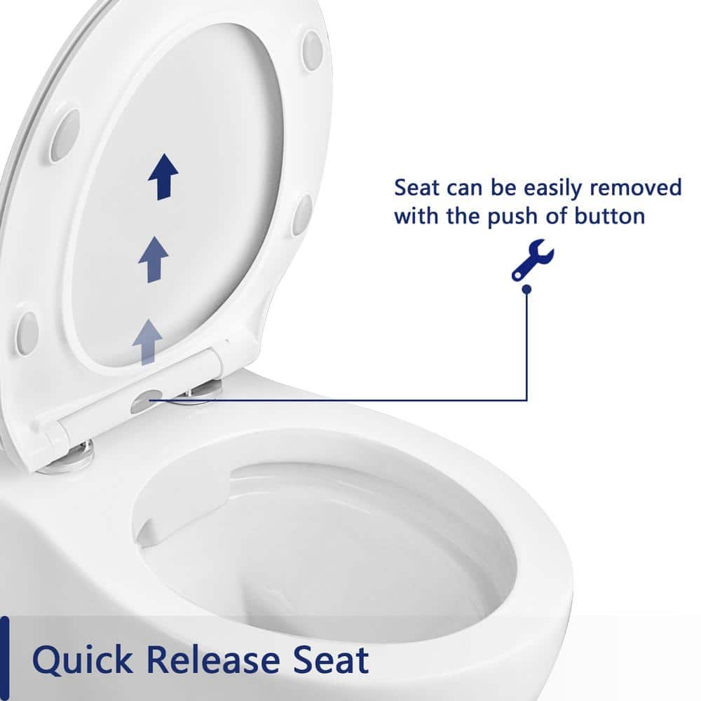 White Ceramic Elongated Wall Mounted Dual Flush Toilet