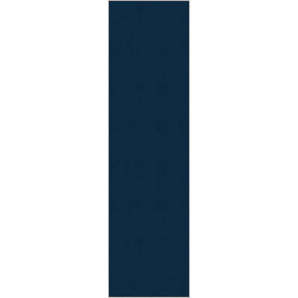 Well Woven Blue 2 ft. 7 in. x 9 ft. 6 in. Runner FlatWeave Plain Solid