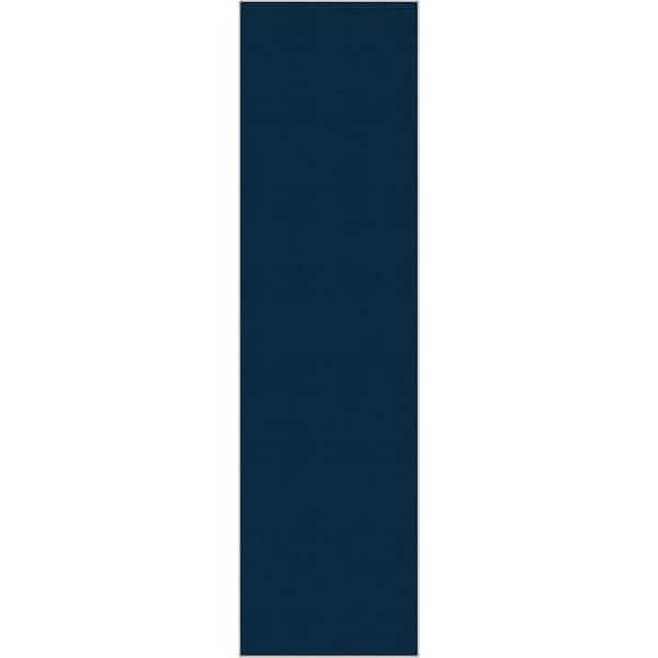 Well Woven Blue 2 ft. 7 in. x 9 ft. 6 in. Runner Flat-Weave Plain Solid Modern Area Rug