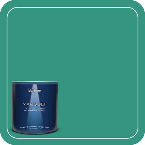 BEHR MARQUEE 1 qt. #P440-6 Esmeralda One-Coat Hide Satin Enamel Interior Paint & Primer
