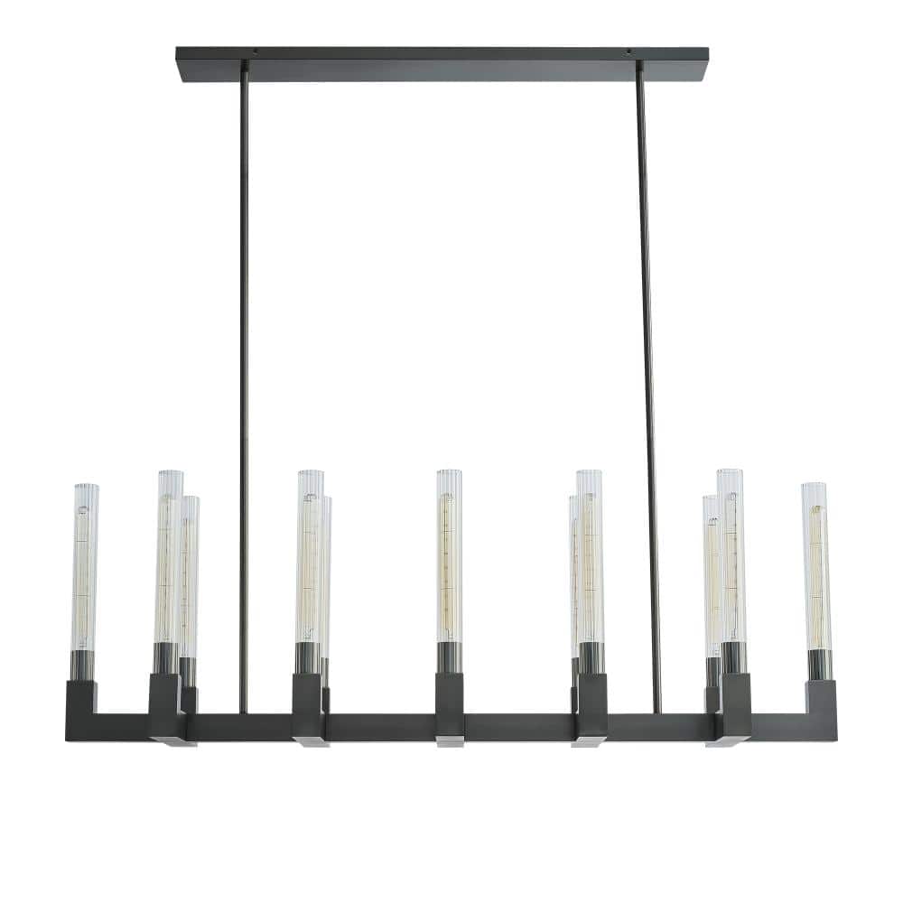 67 in. 12-Light Black Medieval-Style Rectangular Chandelier, Ideal for Kitchen Islands and Dining Rooms (Bulbs Included) price history on PriceWatchPro