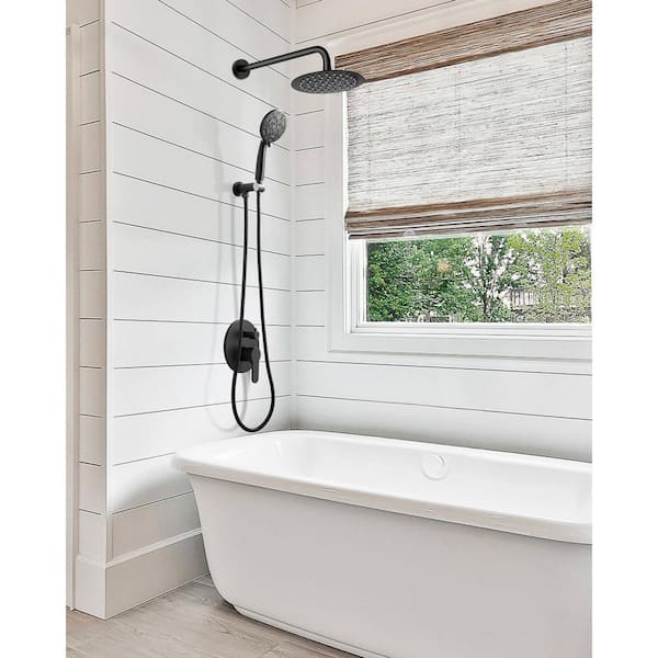 Single Handle 5-Spray Shower Faucet 1.8 GPM with Adjustable Flow Rate and Tub Spout in. Matte Black