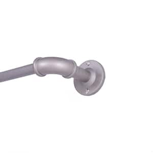 Bronn Industrial Blackout 66 in. - 120 in. Adjustable Single Wrap Around Curtain Rod 3/4 in. Diameter in Polished Pewter