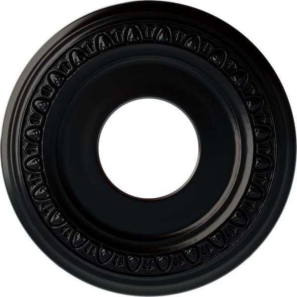Ekena Millwork 1-1/8" x 12-1/4" x 12-1/4" Polyurethane Jackson Ceiling Medallion, Hand-Painted Jet Black