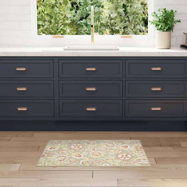 Aloha Sage Rose 3 ft. x 4 ft. Floral Contemporary Area Rug