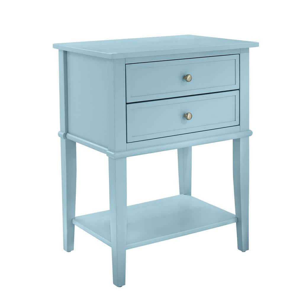 Ameriwood Queensbury Blue Accent Table with 2-Drawers, Light Blue -  HD95748