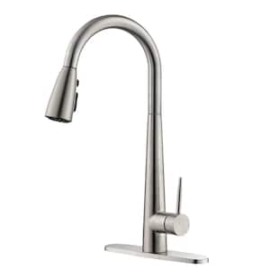 Jackson Kitchen Faucet Pull Down Sprayer High Arc Single Handle Kitchen Sink Faucet, Brushed Nickel