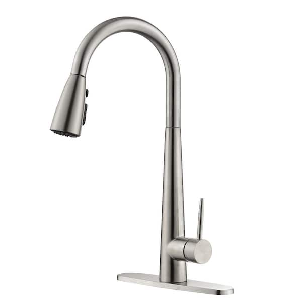 Utopia 4niture Jackson Kitchen Faucet Pull Down Sprayer High Arc Single Handle Kitchen Sink Faucet, Brushed Nickel