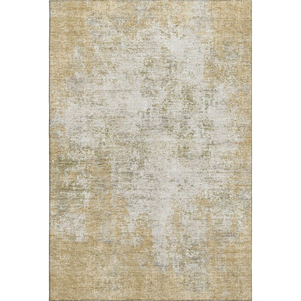 Mayfield Premium Machine Washable Abstract AMF940 Wheat 5 ft. x 7 ft. 6 in. Area Rug