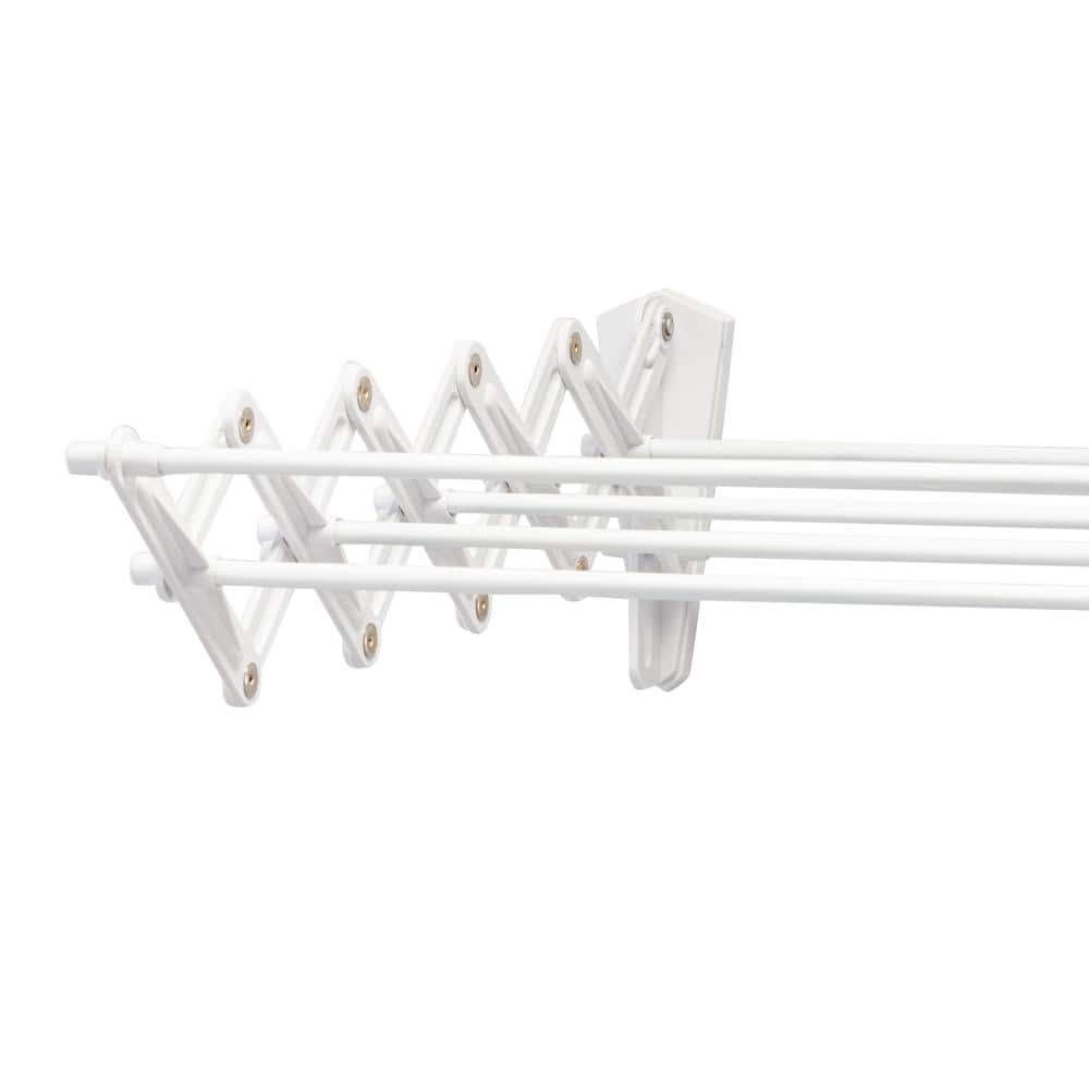 White Collapsible Wall-Mount Metal Drying Rack, 24 Inches
