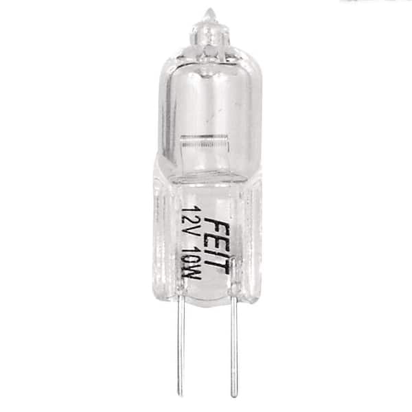 Feit Electric 10-Watt 12-Volt T3 JC G4 Bi-Pin Base Dimmable Landscape Garden Halogen Light Bulb, 2800K Bright White (48-Pack)