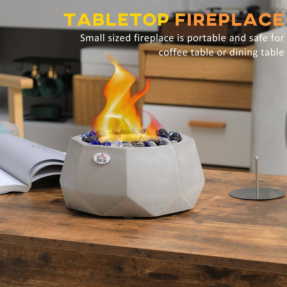 Gray Geometric Concrete Tabletop Fireplace with Lid