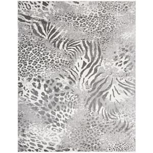 N Natori Charcoal Spotted 9 ft. 6 in. x 13 ft Animal Print Area Rug