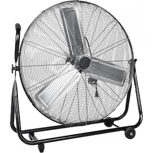 30 in. 3 fan speeds Drum Fan in Black with adjustable head