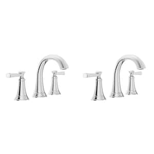 Rumson 8 in. Widespread Double Handle Bathroom Faucet in Polished Chrome (2-Pack)