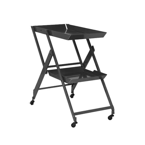 Furniture of America Alstott 2-Shelf Black Serving Cart