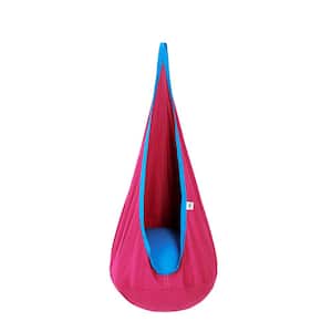 6 in. Portable Kids Pod Swing Seat, Cotton Child Nylon Hammock Chair for Indoor and Outdoor (Blue Pink)