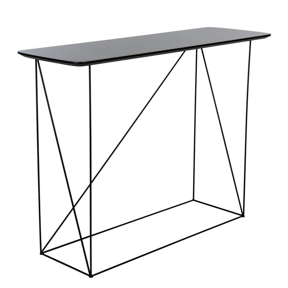 Rylee Black Wood and Metal Console Table with Storage