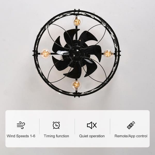 Genoci 20.07 in. Indoor Black Farmhouse Flush Mount Standard
