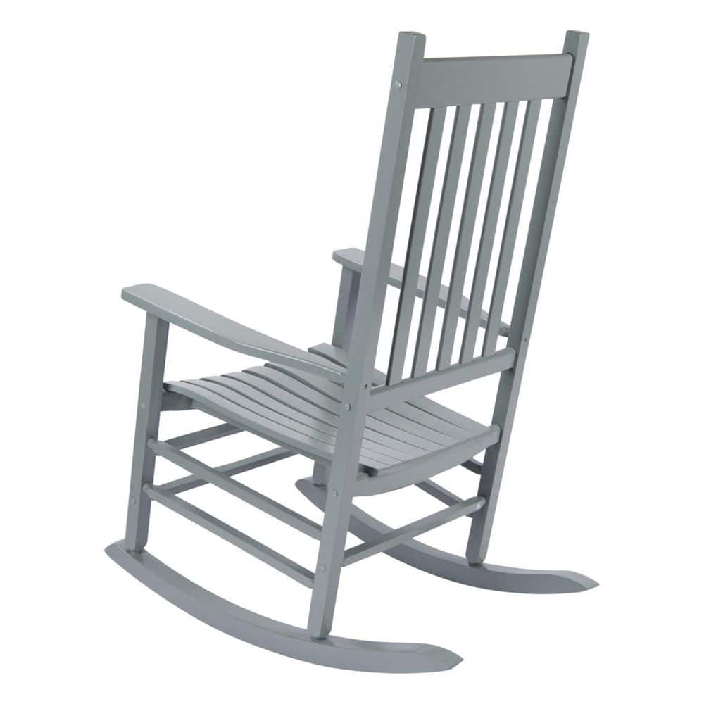 Gray Hardwood High Back Porch Rocking Chair