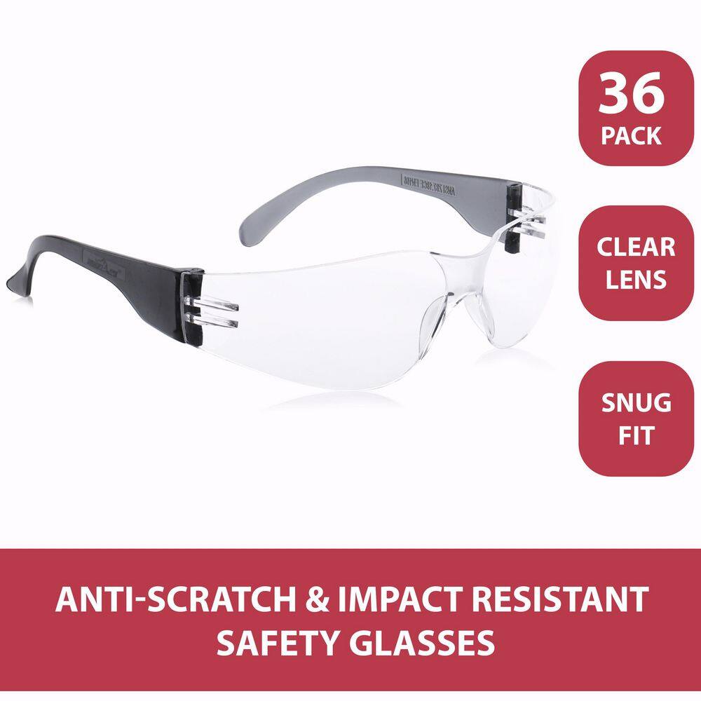 Crystal Clear Lens Color Temple Safety glasses, Black (36-Pairs) price history on PriceWatchPro