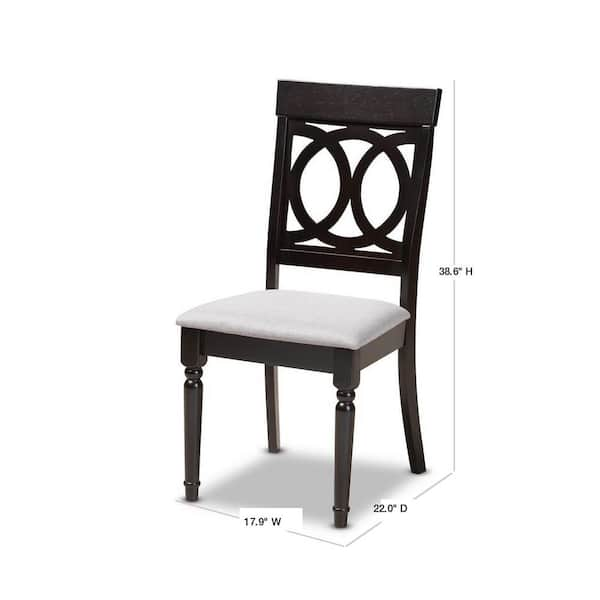 Baxton Studio Lucie Gray and Espresso Fabric Dining Chair Set of