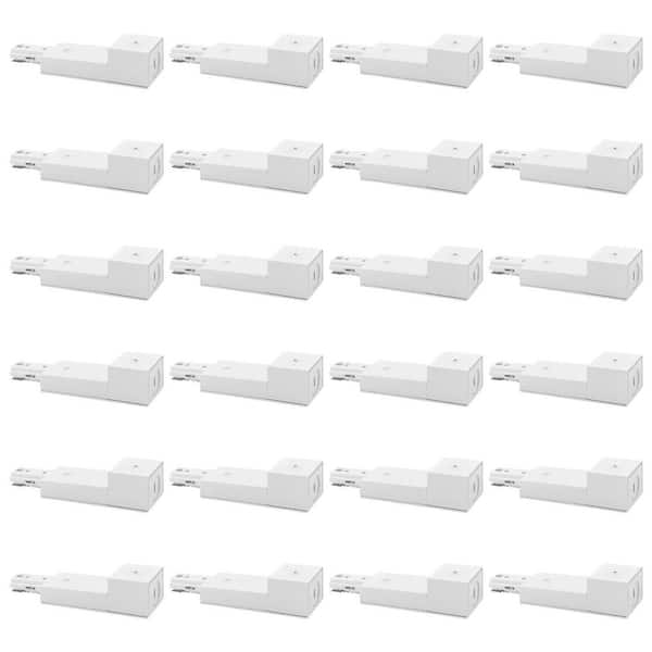 H-Track Light Live End Conduit Fitter, Single Circuit 3-Wire, 120V, H-Type Track Light Accessories, White 24 Pack
