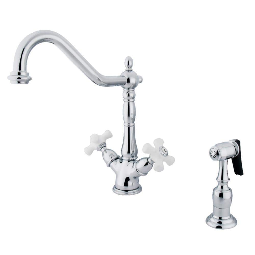 Heritage 2-Handle Standard Kitchen Faucet with Side Sprayer in Polished Chrome price history on PriceWatchPro