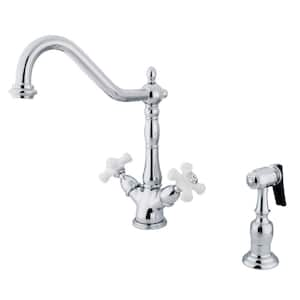 Heritage 2-Handle Standard Kitchen Faucet with Side Sprayer in Polished Chrome