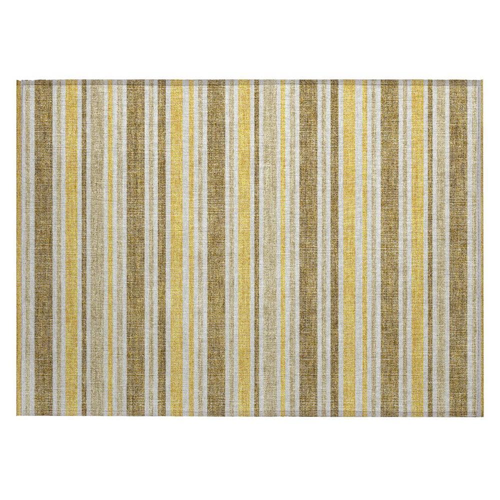 Brown and Orange 2 ft. x 3 ft. Woven Striped Polyester Rectangle Indoor/Outdoor Area Rug price history on PriceWatchPro
