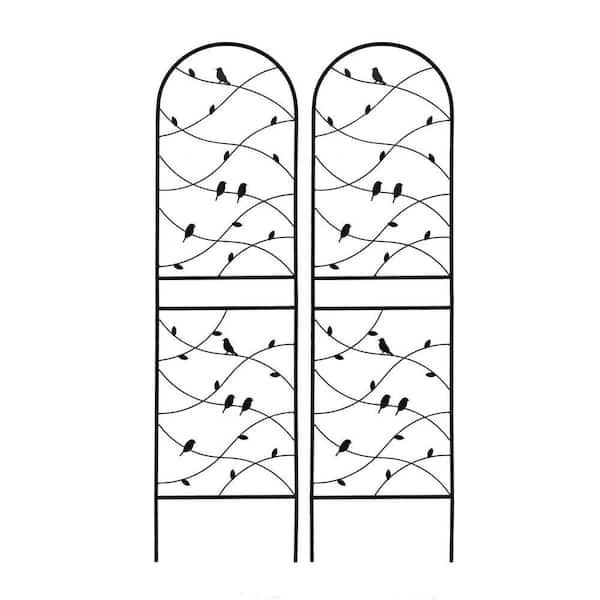 2-Piece Black Metal Garden Trellis 19.7 x 71 in. Rustproof Trellis for Climbing Plants Outdoor Rustproof Plant Support